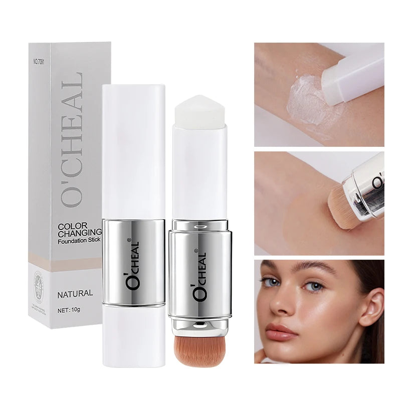 O'CHEAL Temperature Changing Foundation Stick Facial Coverage Blemishes Pores Double-Headed Face Matte Makeup Foundation Cream- free worldwide shipping