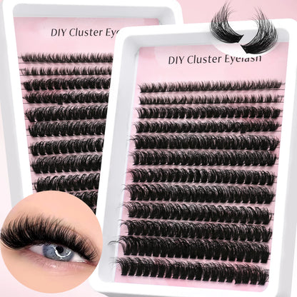 GROINNEYA Lashes Clusters Faux Mink Lashes Eyelash Extension Voluminous Fluffy Wispy Cat Eyelashes Eyelashes Clusters Makeup- free worldwide shipping