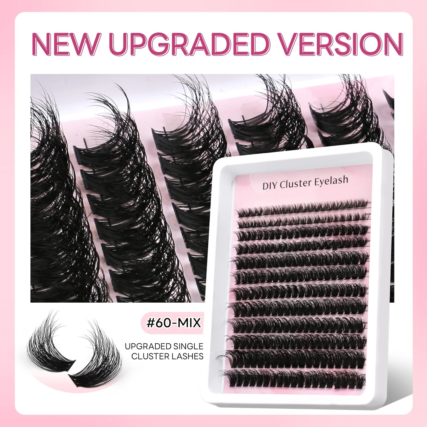 GROINNEYA Lashes Clusters Faux Mink Lashes Eyelash Extension Voluminous Fluffy Wispy Cat Eyelashes Eyelashes Clusters Makeup- free worldwide shipping