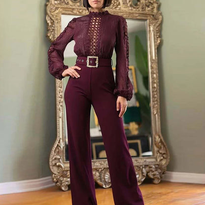 Women Simple High Waist Commute Rompers- free worldwide shipping