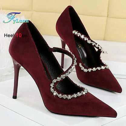Gorgeous Women's Pumps Rhinestone Chain - free worldwide shipping