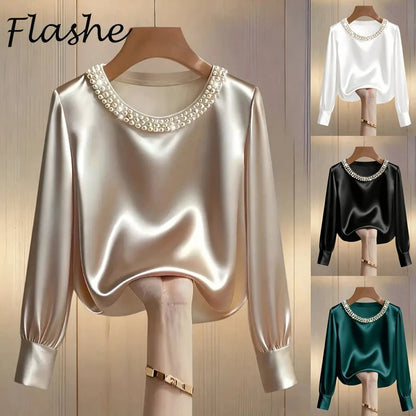 Elegant Satin Shirt Women- Free worldwide shipping