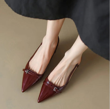 Dress Shoes Patent Leather Slip on Pointed Toe Sandals Buckle Slingbacks - Free worldwide shipping