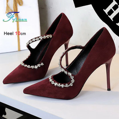 Gorgeous Women's Pumps Rhinestone Chain - free worldwide shipping