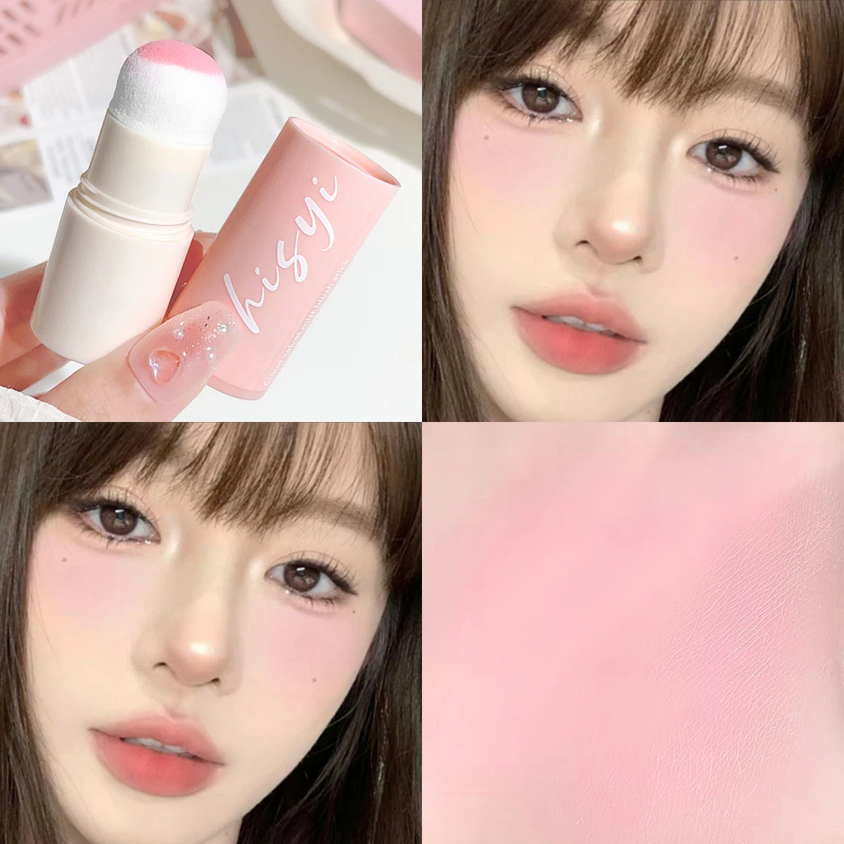 HISYI Yunrou Soft Fog Blush Stick - Energetic and Bouncy, Korean Style, Brightening, Dual-Use for Lips and Cheeks- shipping free worldwide