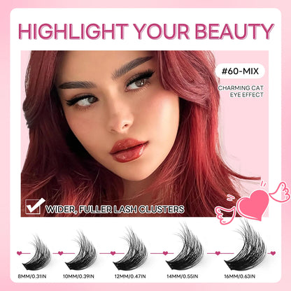 GROINNEYA Lashes Clusters Faux Mink Lashes Eyelash Extension Voluminous Fluffy Wispy Cat Eyelashes Eyelashes Clusters Makeup- free worldwide shipping