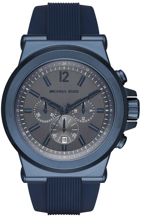 Michael Kors Men’s Chronograph Quartz Blue Silicone Strap Grey Dial 48mm Watch MK8493 - Free worldwide shipping