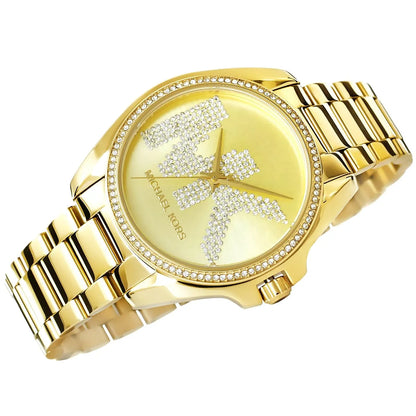 Michael Kors Women’s Quartz Stainless Steel Gold Dial 43mm Watch MK6555- free worldwide shipping